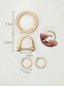 5pcs/Set Loop D-Rings Screw In Shackle Diamond Spring Ring Split Ring Metal Car Keychain Diy Parts Accessories,Bling Bling Rhinestones Car Keychain, Carabiner, Keychain, Key Ring, Charm Chain - Multicolor - View 7