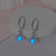 1pc Elegant Glow-In-The-Dark Firefly Earrings - Pink & Purple, Perfect For Parties & Gifts