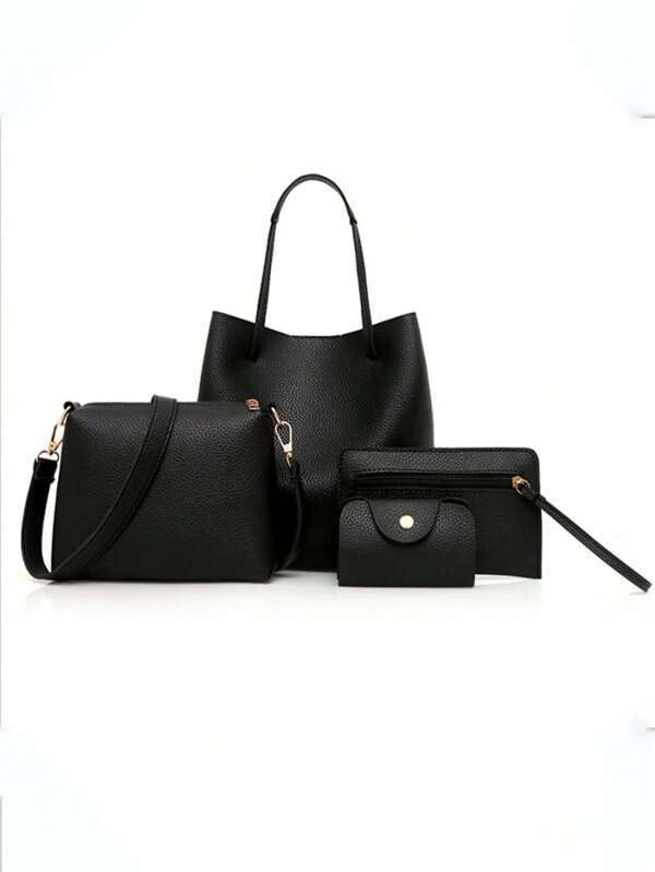 4 peças/conjunto de bolsas de ombro femininas de cor sólida da moda