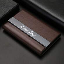 1 suport personalizat pentru cărți de vizită din piele PU, capacitate 1 buc, carcasă pentru cărți de vizită din metal negru titan - design modern și elegant, poate conține 15-25 de cărți, elegant pentru birou sau uz profesional, cadou personalizat cu logo-ul numelui pentru lideri și bătrâni, înapoi la școală, rechizite școlare - Multicolor - Vizualizare 9