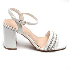 Summer Fashion Versatile Rhinestone Decor High Heel Sandals - White - View 2