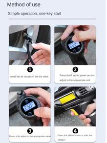 Pompa per gonfiaggio pneumatici per auto senza fili, compressore d'aria portatile, pompa per pneumatici per auto, motocicletta, bicicletta, con manometro e luce