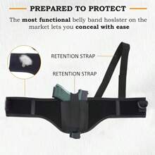 [Boucle de ] Ceinture de holster de port dissimulé | Polyester noir | Sangles réglables et fermeture par boucle de  | Port discret d'arme à feu | Hommes et femmes | Style classique