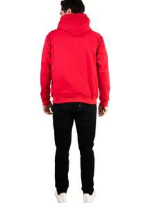 Alfa Romeo Men's Solid Color Drawstring Design Sweatshirt With Pocket - Red - View 3