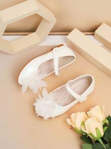 1 Pair Girls Flat Mary Janes PU Leather Casual Versatile Cute Comfortable Shoes, Suitable For Spring And Summer