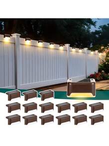 600mAh Solar Powered Outdoor Garden Lights, IP44 Water-Resistant, Home Garden Decor Stair Pathway Wall Fence Decorative Lights, Wedding Party Holiday Atmosphere Lights