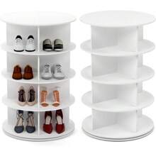 Drehbares schuhschrank, drehbares 360-Grad-Schuhregal, Aufbewahrung, rundes Karussell, vertikale Handtasche, drehbar, Schuhschrank-Organisation (Weiß, 6 Etage) - Weiß - Übersicht 1