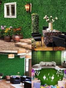 1pc/10pcs Artificial Plastic Grass,Greenery Hedge Wall Panel,Green Decoration Fence With UV Protection For Wall Decor,Home Decor - Green - View 4