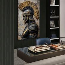 طباعة على قماش لدرع الحربي اليوناني القديم باللونين الأسود والذهبي بأحجام متعددة، لوحة فنية حديثة لديكور جداري للمعيشة، غرفة النوم، استديو، ممر، المكتب، ديكور المنزل