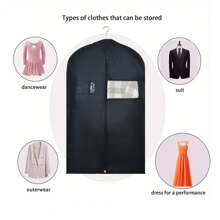 1pc Garment Bag With Transparent Window, Suitable For Hanging In Bedroom, Closet Or Home Storage Cabinet - Includes Suit Jacket, Dress And Coat Bags With Windows