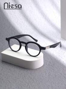1pc Classic Round Smoke Glasses For Men, Business & Daily Wear, Leopard Print Retro Style Unisex Non-Prescription Eyeglasses, All Season