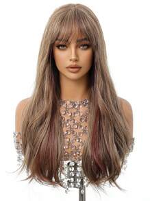Red Highlight Butterfly Haircut Curly 22 Inch Hair Wigs For Women Girls Synthetic Wavy Hair Replacement Wigs Music Festival For Women To Achieve A Cute Look Easily Wear Halloween - Red Highlight - View 3