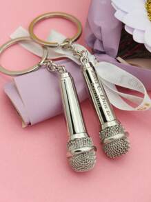 1 pieza Llavero de micrófono personalizado, llavero de micrófono mini multifuncional único y casual con texto de nombre personalizado, llavero de metal, regalo para amigos, regalo de Navidad y Año Nuevo - Multicolor - Ver 11