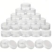 100 Pcs Clear Plastic Small Sample Jar Pots Empty Travel Cosmetic Sample Containers Round Mini Glitter Nail Art Storage Tools - Variant1 - View 1