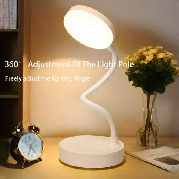 1pc LED Study Desk Lamp, USB Plug-In And Rechargeable Study Night Light, With Three Color Adjustment And Endless Dimming, Suitable For Reading And Learning