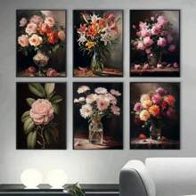 1pc Vintage Floral Still Life Posters Flowers In A Vase Camellia Cherry Blossom Wall Arts Picture For Living Room Home Decor No Frame
