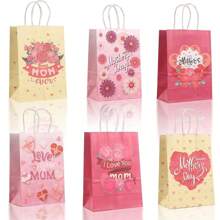 6 Piezas Bolsas de regalo para el Día de la Madre con asas, Medianas, Bolsas de regalo para el Día de la Madre, Feliz Día de la Madre, Bolsas de papel para envolver regalos para mamá, abuela, esposa, cumpleaños, novia, boda - Multicolor - Ver 5