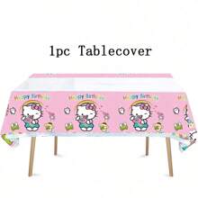 Sanrio Sanrio 42 Pcs Party Decoration Hello Kitty 1pc Tablecover 20 Pcs Plates And 20 Pcs Napkins 1pc Birthday Banner Theme Birthday Party Decoration Favor Sets