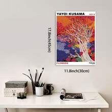 Impresiones en lienzo enmarcadas de Yayoi Kusama para decoración de pared del hogar como póster abstracto de Yayoi Kusama, arte de galería inspirado en Yayoi Kusama japonés para baño, cocina, sala de estar - Enmarcado - Ver 3