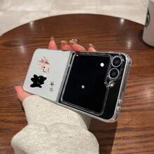 可爱黑白小猫透明手机壳，适用于三星Galaxy Z Flip6，轻薄保护套，也适用于Galaxy Z Flip3/4/5/7折叠手机 - 無色 - 查看 5