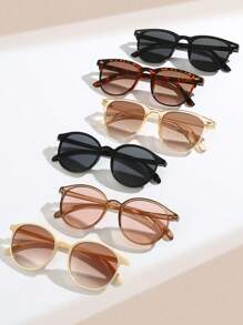 6pcs Women's Round Mixed Classic Color Combination Fashion Eyeglasses Set For Summer Beach Vacation,Outdoor,Travel