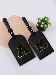 A-Z Initial Luggage Tag, TSA Approved Suitcase Tag With Privacy Cover And Name Card, Travel Essentials For Backpack, Travel Bag, Luggage, Travel Gear, Back To School, Fitness, School Supplies, Holiday, Camping, Vacation, Luggage Tag, Travel Accessories, Travel Essentials - Black - View 8