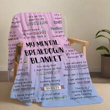 Extra Soft Handmade Pattern "My Mental Breakdown Blanket" Printed Shawl - Comfortable Flannel Shawl Suitable For Men And Women, For Bed, Sofa, Chair - Perfect Birthday And Holiday Gift, All Season Comfortable Blanket, 200x150 Cm
