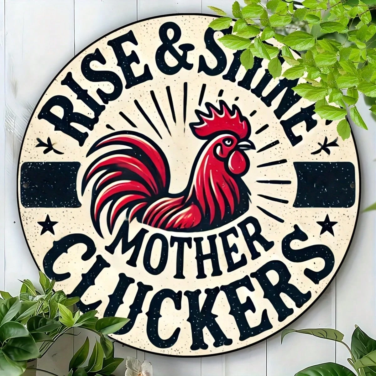 [20x20cm Retro Rooster Wall Art] Rise & Shine Mother Cluckers Vintage ...