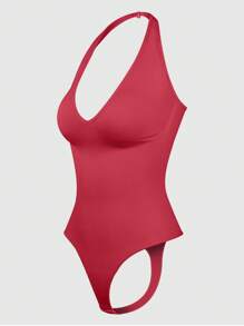 Loungeista 1pc Women's Seamless Shapewear Jumpsuit, Convertible Design With Detachable Straps, Tummy Control And Butt Lift, Full Body Shaping For Outdoor/Bikini Wear - Red - View 11