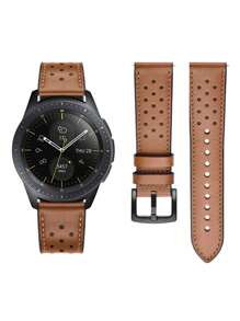 1pc zachte en comfortabele leren horlogeband met creatief rond geperforeerd ontwerp, compatibel met Samsung Galaxy Watch 4/5/6/7 40mm 41mm 44mm 45mm, Watch GT2 GT3, Watch. Geschikt voor zakelijke herenkleding en feest-/buiten-/dagelijkse kleding voor dames, snel los te maken smartwatch-accessoire