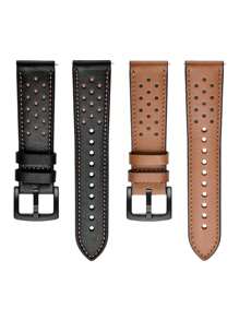 1pc zachte en comfortabele leren horlogeband met creatief rond geperforeerd ontwerp, compatibel met Samsung Galaxy Watch 4/5/6/7 40mm 41mm 44mm 45mm, Watch GT2 GT3, Watch. Geschikt voor zakelijke herenkleding en feest-/buiten-/dagelijkse kleding voor dames, snel los te maken smartwatch-accessoire