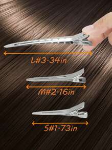 12个金属鳄鱼夹，女士分区夹，银色长发夹，卷发棒专用鳄鱼夹，适合浓密头发，可用于卷发棒，沙龙级使用，DIY蝴蝶结爪夹，发夹，发饰 - 彩色 - 查看 4