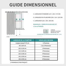 Rideau 100% caché 2 pièces, rideau en lin isolé thermiquement anti-chaleur texturé opaque rideau à œillets isolation légère anti-UV décoration chambre maison salon intérieur