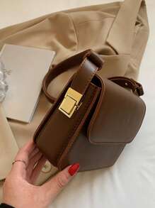 1pc Women's Shoulder Bag, Crossbody Bag, Solid Color, Clean Color, Flip Cover PU, Waterproof, Durable, Casual, Fashionable, Versatile, Exquisite, Suitable For Students, White-Collar Workers, Work Commuting, Gift Giving, Women's Crossbody Bag