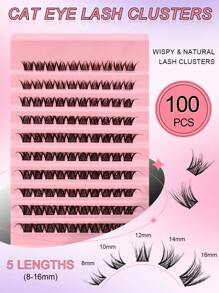 100 szt. C Curl pojedyncze rzęsy klastrowe 8-16 mm segmentowane pojedyncze sztuczne rzęsy DIY kolce pojedyncze przedłużanie rzęs