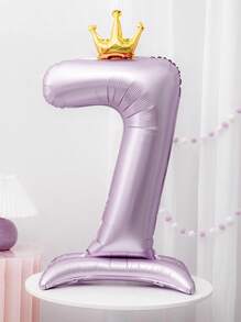1pc 42-Inch Purple Crown Number Foil Balloon, Suitable For Birthday Party Any Age, Birthday Party, Anniversary, Wedding, Graduation Celebration Decoration, 1pc Happy Birthday Balloon - Purple - View 14