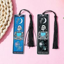 Creative Elegant And Charming Skull Reading Artistic Style Stainless Steel Bookmarks, Readers Reading Mark Bookmarks, Perfect Artistic Style Bookmarks Gifts For Reading Enthusiasts Friends And Office Workers