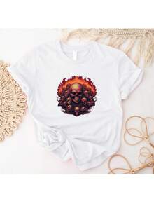 Fire Skulls T-Shirt, Horror Tee, Spooky Skull Shirt, Burning Skull T-Shirt, Horror Lover Gift Shirt, Spooky Fire Skull T-Shirt, Skeleton Tee IT-2909