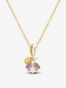 1 pieza Collar de mujer de plata de ley 925 con cuentas de circonita brillante, un regalo de aniversario precioso para la novia