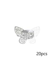 20pcs 3D Butterfly Paper Napkin Rings, Party Wedding Table Decoration, Suitable For Party, Holiday, Valentine's Day, Christmas