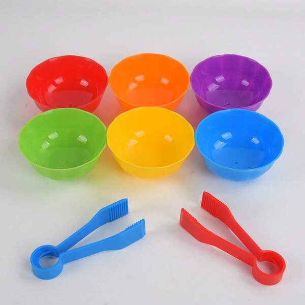 Juego de tazón con pinzas de colores arcoíris para contar, juguetes cognitivos de educación temprana, juguetes de matemáticas Montessori, set de juego de clasificación de colores para niños pequeños