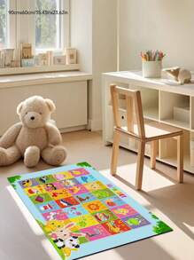 1 件可爱动物和字母图案地毯，家居装饰地毯，耐用、舒适、防尘、易清洁，适用于客厅、卧室