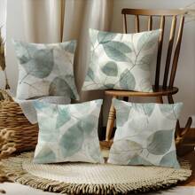 MEMNUN 4件套水彩渐变绿叶印花涤纶枕套，尺寸：17.7*17.7英寸/19.69*19.69英寸/15.75*15.75英寸，单面印花，不含枕芯，适用于家居装饰、客厅、卧室、汽车、沙发、床头板。