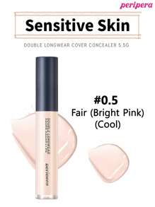 Peripera K-Beauty 双重持久遮瑕膏，尖端遮瑕膏，适用于敏感肌肤，液体遮瑕膏，轻盈，全面覆盖，持久，遮瑕，修饰，遮盖，保湿，提亮，浅沙色，韩式彩妆 - #0.5 Fair - 查看 3