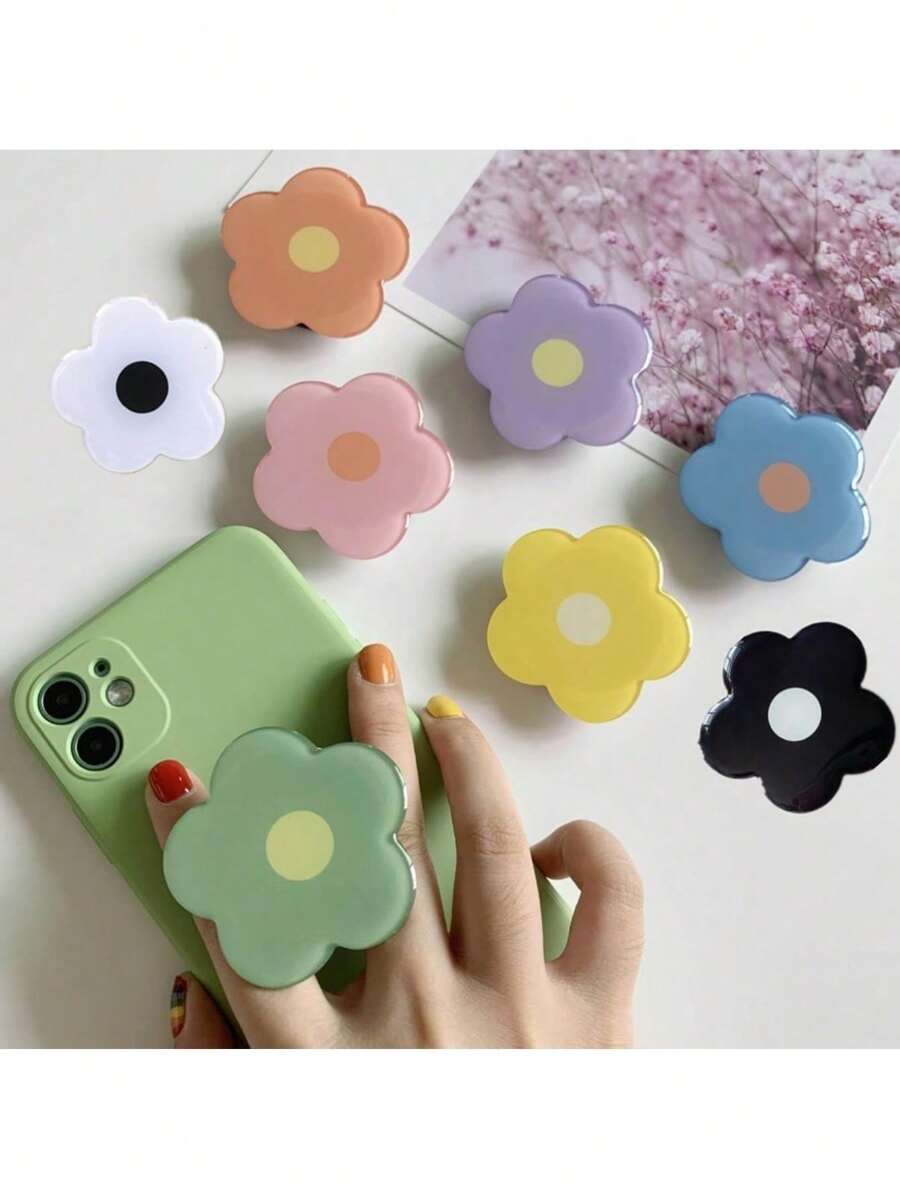 1 buah Dudukan Ponsel Akrilik Berputar, Stiker Belakang Dudukan Casing Ponsel Lucu Baru, Perekat Tetes Kreatif, Dudukan Ponsel Bunga Berwarna-warni yang Dapat Ditarik dan Perekat Sendiri - MultiWarna - View 1