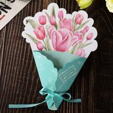 1 pieza Tarjeta de felicitación con ramo 3D desplegable - Perfecta para Navidad, San Valentín, Día de la Madre y Día del Padre - Regalo creativo hecho a mano para familia, amigos y seres queridos, ideal para Navidad
