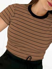 K&K FASHION Ribbed Striped T-Shirt - Óxido marrón - Ver 1