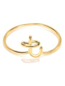 1 Stück minimalistischer, kleiner Initialen-Ring für Frauen, goldplattiert, Draht Stapel-Ring Buchstaben A-Z, Verlobungs- und Hochzeitsschmuck Geschenkidee