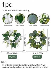 1 件 9.1 英寸人造迷你花环，带绿叶，波西米亚花环支架烛台，多用途，适用于婚礼、情人节、母亲节、春季装饰、家居桌面中心装饰