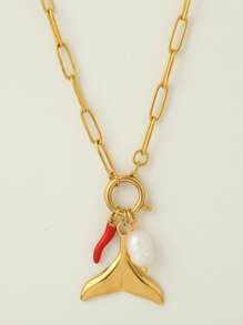 1 pièce Bijou personnalisé, collier de style océan avec pendentif à la mode en forme d'étoile de mer, de coquillage et de dauphin, collier à porter au quotidien